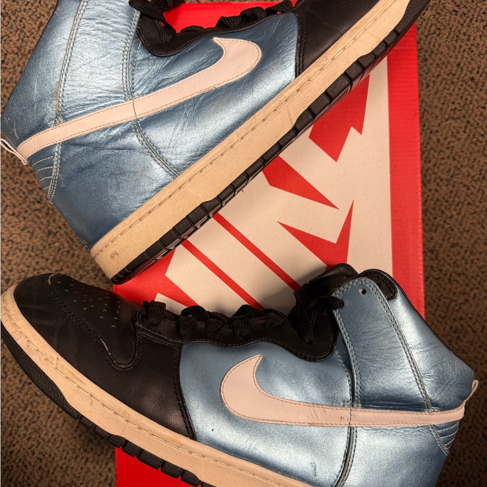 Nike Dunk High Ice Blue Black - Metallic Blue and Black High-Tops